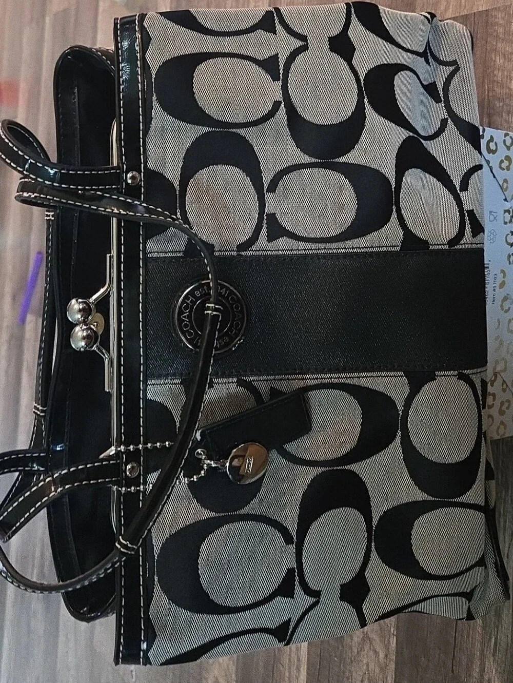 2012 Coach Signature Striped Satchel